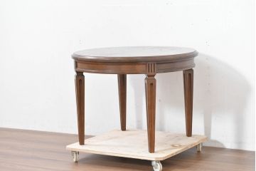 中古　カリモク家具(karimoku)　ドマーニ(domani)　クイーンズライフ(QUEENS LIFE)　クラシカルモダンな雰囲気漂うリビングテーブル(ローテーブル、センターテーブル、ラウンドテーブル、丸テーブル)(定価約17万円)(R-084319)