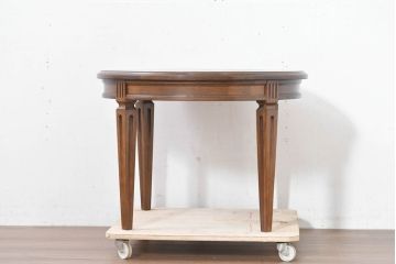 中古　カリモク家具(karimoku)　ドマーニ(domani)　クイーンズライフ(QUEENS LIFE)　クラシカルモダンな雰囲気漂うリビングテーブル(ローテーブル、センターテーブル、ラウンドテーブル、丸テーブル)(定価約17万円)(R-084319)