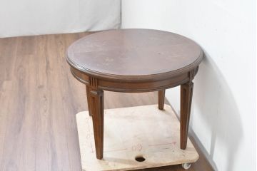 中古　カリモク家具(karimoku)　ドマーニ(domani)　クイーンズライフ(QUEENS LIFE)　クラシカルモダンな雰囲気漂うリビングテーブル(ローテーブル、センターテーブル、ラウンドテーブル、丸テーブル)(定価約17万円)(R-084319)