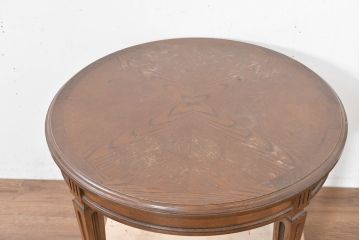 中古　カリモク家具(karimoku)　ドマーニ(domani)　クイーンズライフ(QUEENS LIFE)　クラシカルモダンな雰囲気漂うリビングテーブル(ローテーブル、センターテーブル、ラウンドテーブル、丸テーブル)(定価約17万円)(R-084319)