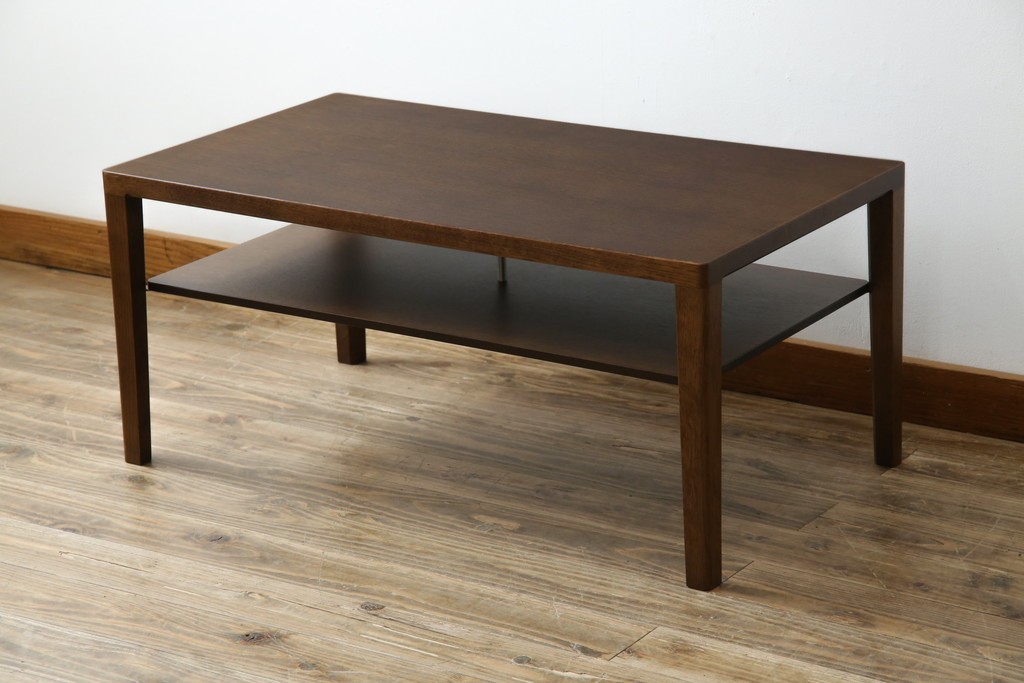 中古　美品　カリモク家具(karimoku)　ナラ材　チュラルで落ち着いた空間を演出するシンプルなローテーブル　(R-084322)