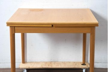 デンマークビンテージ　希少!!　スラーゼル・モーベルヴァーク(SM)社 カイ・ヴィンディング(Kaj Winding)デザイン　オーク材　エクステンションテーブル(4人掛け、6人掛け、ダイニングテーブル、ドローリーフテーブル、食卓、北欧、ヴィンテージ)(R-084323)