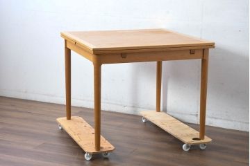 デンマークビンテージ　希少!!　スラーゼル・モーベルヴァーク(SM)社 カイ・ヴィンディング(Kaj Winding)デザイン　オーク材　エクステンションテーブル(4人掛け、6人掛け、ダイニングテーブル、ドローリーフテーブル、食卓、北欧、ヴィンテージ)(R-084323)