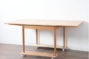 デンマークビンテージ　希少!!　スラーゼル・モーベルヴァーク(SM)社 カイ・ヴィンディング(Kaj Winding)デザイン　オーク材　エクステンションテーブル(4人掛け、6人掛け、ダイニングテーブル、ドローリーフテーブル、食卓、北欧、ヴィンテージ)(R-084323)