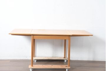 デンマークビンテージ　希少!!　スラーゼル・モーベルヴァーク(SM)社 カイ・ヴィンディング(Kaj Winding)デザイン　オーク材　エクステンションテーブル(4人掛け、6人掛け、ダイニングテーブル、ドローリーフテーブル、食卓、北欧、ヴィンテージ)(R-084323)