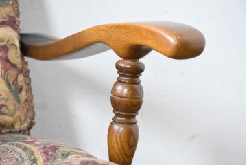 中古　超美品　展示品　使用感ほぼなし　飛騨産業　キツツキ　穂高シリーズ　美しい花柄が際立つ2人掛けソファ(2P、二人掛け、リビングチェア、アームソファ)(定価約24万円)(R-084324)