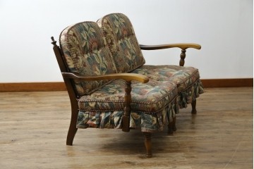 中古　超美品　展示品　使用感ほぼなし　飛騨産業　キツツキ　穂高シリーズ　美しい花柄が際立つ2人掛けソファ　定価約24万円　(R-084324)