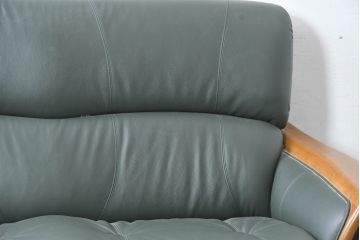 中古　美品!!　浜本工芸　ロングセラー　ベストセラーモデル　1800　くつろぎの時間におすすめ!どっしりとした存在感のある2人掛けレザーソファ(2P、本革、2人掛けソファ、二人掛け、ラブソファ)(定価約21万円)(R-084327)