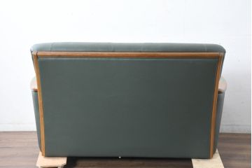 中古　美品!!　浜本工芸　ロングセラー　ベストセラーモデル　1800　くつろぎの時間におすすめ!どっしりとした存在感のある2人掛けレザーソファ(2P、本革、2人掛けソファ、二人掛け、ラブソファ)(定価約21万円)(R-084327)