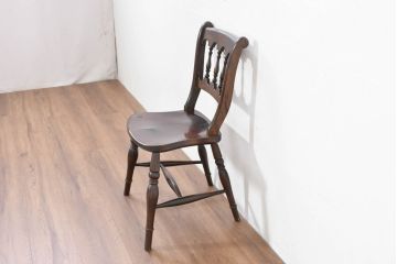 中古　松本民芸家具　#49型Aワイコムチェア　落ち着いた色味と滑らかな質感が美しいダイニングチェア(アームレスチェア、板座チェア、椅子、イス)(定価約11万円)(R-084328)
