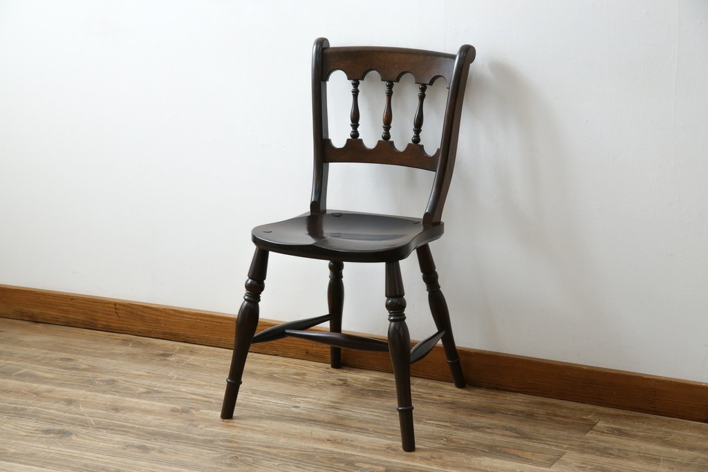 中古　松本民芸家具　#49型Aワイコムチェア　落ち着いた色味と滑らかな質感が美しいダイニングチェア　定価約11万円　(R-084328)