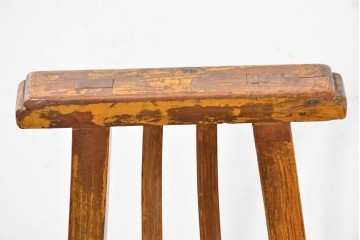 ジャンク品　中国アンティーク　民芸の趣　籐座面　二本縦桟のハイバックチャイナチェア　(R-084329)