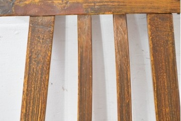 ジャンク品　中国アンティーク　民芸の趣　籐座面　二本縦桟のハイバックチャイナチェア　(R-084329)