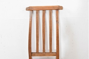 中国アンティーク　民芸の趣　籐座面　三本縦桟のハイバックチャイナチェア　(R-084330)