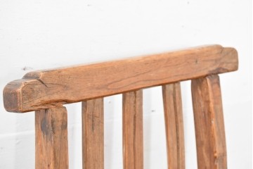 中国アンティーク　民芸の趣　籐座面　三本縦桟のハイバックチャイナチェア　(R-084330)