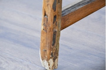 中国アンティーク　民芸の趣　籐座面　三本縦桟のハイバックチャイナチェア　(R-084330)