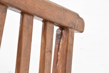 中国アンティーク　民芸の趣　籐座面　三本縦桟のハイバックチャイナチェア　(R-084330)