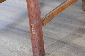 中国アンティーク　民芸の趣　籐座面　三本縦桟のハイバックチャイナチェア　(R-084330)