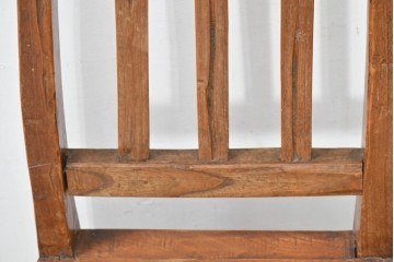 中国アンティーク　民芸の趣　籐座面　三本縦桟のハイバックチャイナチェア　(R-084330)