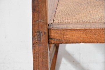 中国アンティーク　民芸の趣　籐座面　三本縦桟のハイバックチャイナチェア　(R-084330)