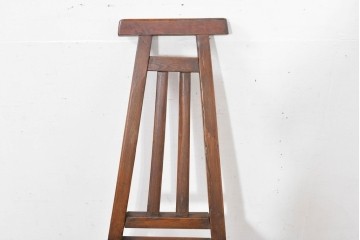 中国アンティーク　民芸の趣　籐座面　二本縦桟のチャイナチェア　(R-084331)