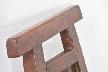 中国アンティーク　民芸の趣　籐座面　二本縦桟のチャイナチェア　(R-084331)