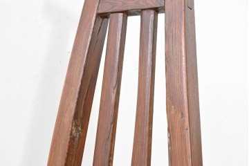 中国アンティーク　民芸の趣　籐座面　二本縦桟のチャイナチェア　(R-084331)