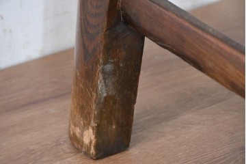 中国アンティーク　民芸の趣　籐座面　二本縦桟のチャイナチェア　(R-084331)