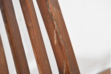 中国アンティーク　民芸の趣　籐座面　二本縦桟のチャイナチェア　(R-084331)