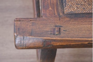 中国アンティーク　民芸の趣　籐座面　二本縦桟のチャイナチェア　(R-084331)