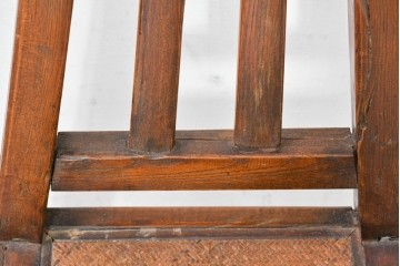 中国アンティーク　民芸の趣　籐座面　二本縦桟のチャイナチェア　(R-084331)