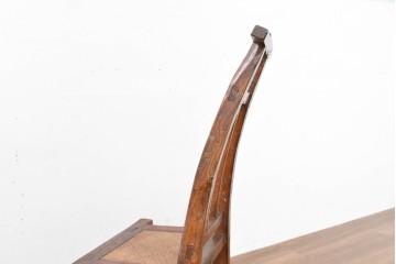 ジャンク品　中国アンティーク　民芸の趣　籐座面　二本縦桟のチャイナチェア　(R-084332)