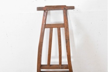 ジャンク品　中国アンティーク　民芸の趣　籐座面　二本縦桟のチャイナチェア　(R-084332)