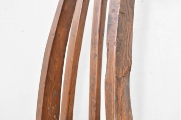 ジャンク品　中国アンティーク　民芸の趣　籐座面　二本縦桟のチャイナチェア　(R-084332)