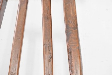 ジャンク品　中国アンティーク　民芸の趣　籐座面　二本縦桟のチャイナチェア　(R-084332)