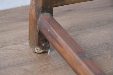 ジャンク品　中国アンティーク　民芸の趣　籐座面　二本縦桟のチャイナチェア　(R-084332)