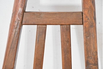 ジャンク品　中国アンティーク　民芸の趣　籐座面　二本縦桟のチャイナチェア　(R-084332)