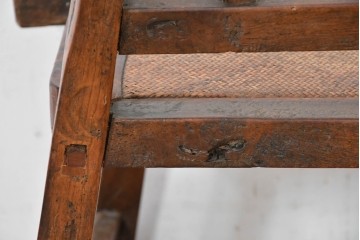 ジャンク品　中国アンティーク　民芸の趣　籐座面　二本縦桟のチャイナチェア　(R-084332)