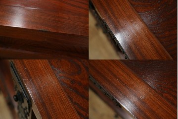 中古　美品　高級工芸家具　閂(かんぬき)付き　職人手作り!!重厚な手打ち金具に欅(ケヤキ)の風合いと漆の艶調和が目を惹く三国デザインの車箪笥　製作費推定250万円　(R-084337)