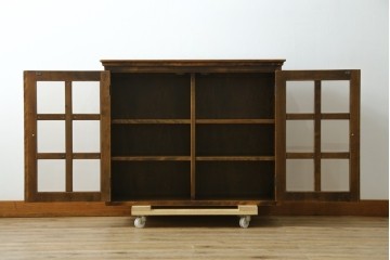 中古　美品　国産職人手作り　アンティーク調　作りの良い民芸キャビネット　(R-084340)