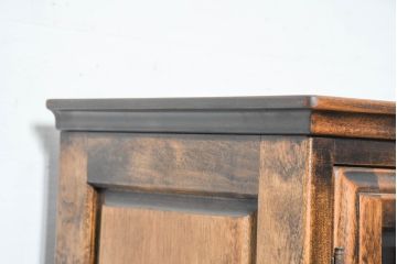 中古　美品　国産職人手作り　アンティーク調　作りの良い民芸キャビネット・上段(食器棚、収納棚、戸棚、カップボード、サイドキャビネット)(R-084340)