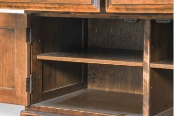 中古　美品　国産職人手作り　アンティーク調　作りの良い脚付き民芸キャビネット・下段(収納棚、戸棚、サイドキャビネット、引き出し、サイドチェスト)(R-084341)