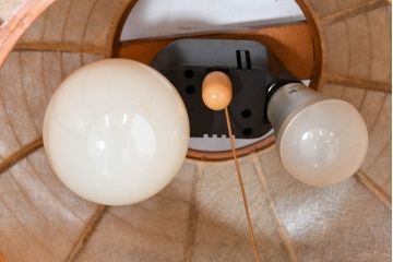 和製ビンテージ　田中製作所　温もり感じるレトロデザインが魅力的な竹細工の天井照明(ペンダントライト、吊り下げ照明、ヴィンテージ)(R-084345)