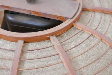 和製ビンテージ　田中製作所　温もり感じるレトロデザインが魅力的な竹細工の天井照明(ペンダントライト、吊り下げ照明、ヴィンテージ)(R-084345)