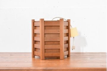 和製ビンテージ　希少な廃番品　大和照明製作所　杉材　落ち着いた空間を演出する六角形デザインの天井照明(ペンダントライト、吊り下げ照明、シェード、電笠、ヴィンテージ)(R-084346)