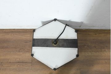 中古　松本民芸家具　和モダンスタイルの空間づくりにぴったりな障子張りの六角吊り下げ照明(天井照明、ペンダントライト、電笠)(R-084350)