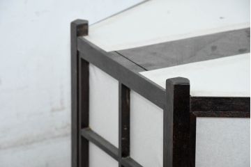 中古　松本民芸家具　和モダンスタイルの空間づくりにぴったりな障子張りの六角吊り下げ照明(天井照明、ペンダントライト、電笠)(R-084350)