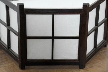 中古　松本民芸家具　和モダンスタイルの空間づくりにぴったりな障子張りの六角吊り下げ照明(天井照明、ペンダントライト、電笠)(R-084350)