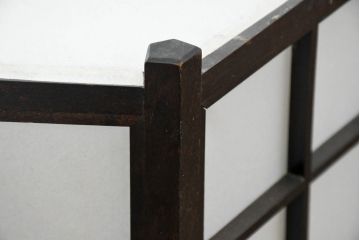 中古　松本民芸家具　和モダンスタイルの空間づくりにぴったりな障子張りの六角吊り下げ照明(天井照明、ペンダントライト、電笠)(R-084350)