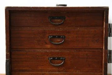 和製アンティーク　総桐材　船箪笥風　片開き戸付きの小引き出し　(R-084361)